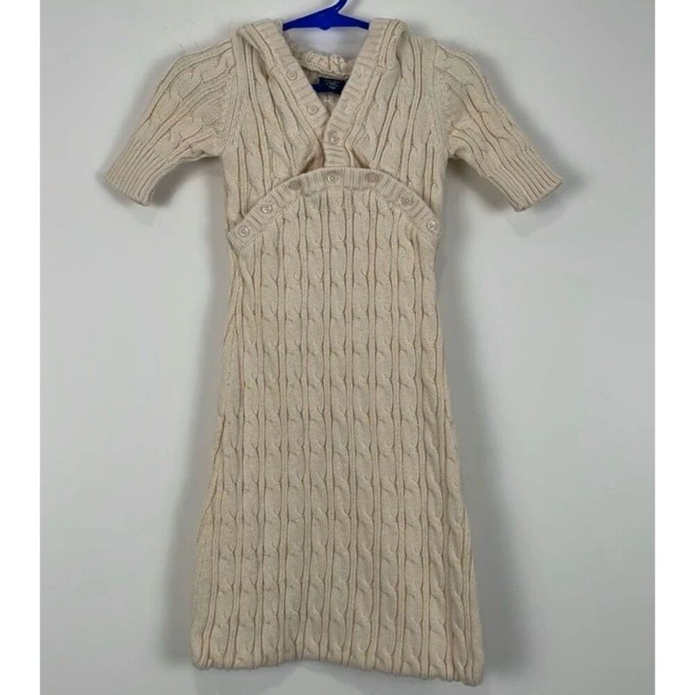 Baby Gap knit sack 0-3 mo Cream Hooded Autumn